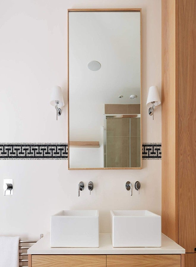 WallDesign ملصق لاصق ذاتي لتصميم حواف البلاط - بنمط حجر رخامي رمادي وأسود - لفة فينيل لامعة مقاومة للماء - 3 بوصات × 10 أقدام - لتزيين الأبواب والأرضيات وجدران الحمامات - Image 4